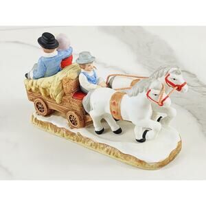 Lefton Amish Family Horse & Wagon Figurines 4 3/4" Porcelain #06456 Year 1987